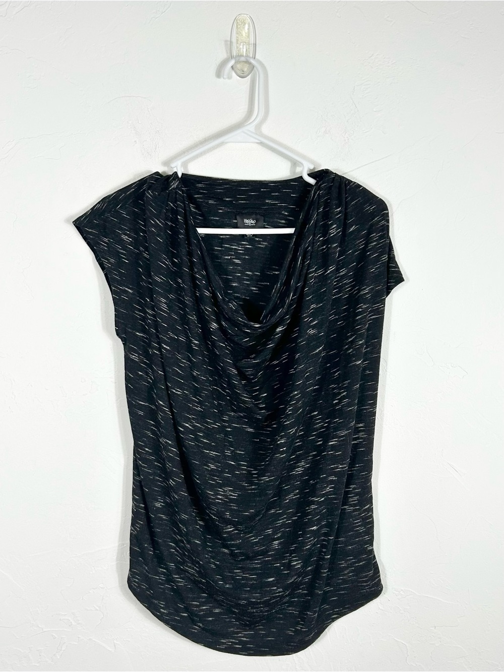 Mossimo Women's Black and White Space Dye Cowl Neck Top Size Large